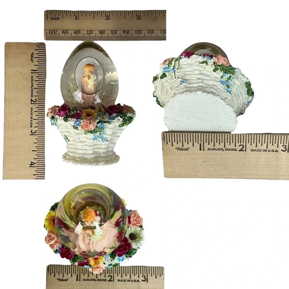 Snow Globe Egg Shape Easter Girl in Basket Vintage Cracker Barrel Collectible 90